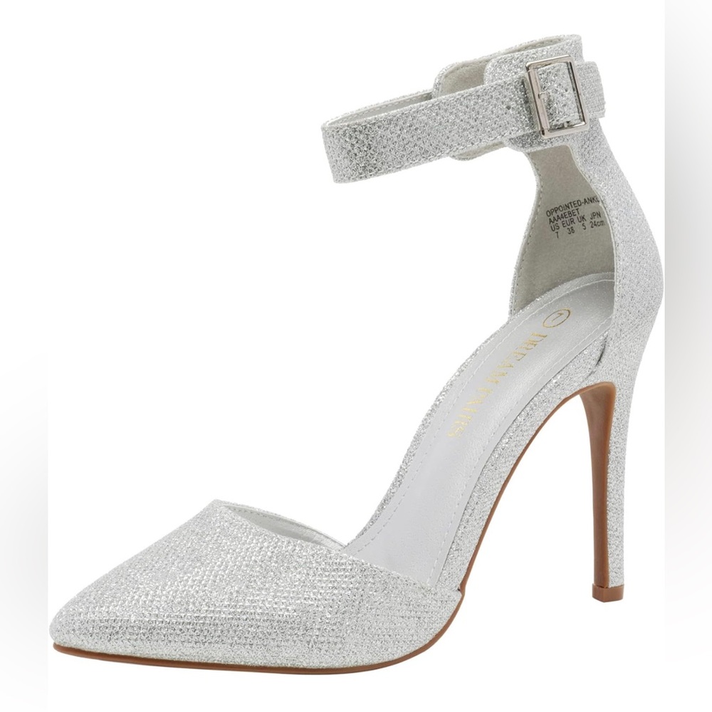 Pointed toe high heel stiletto shoes-silver glitter